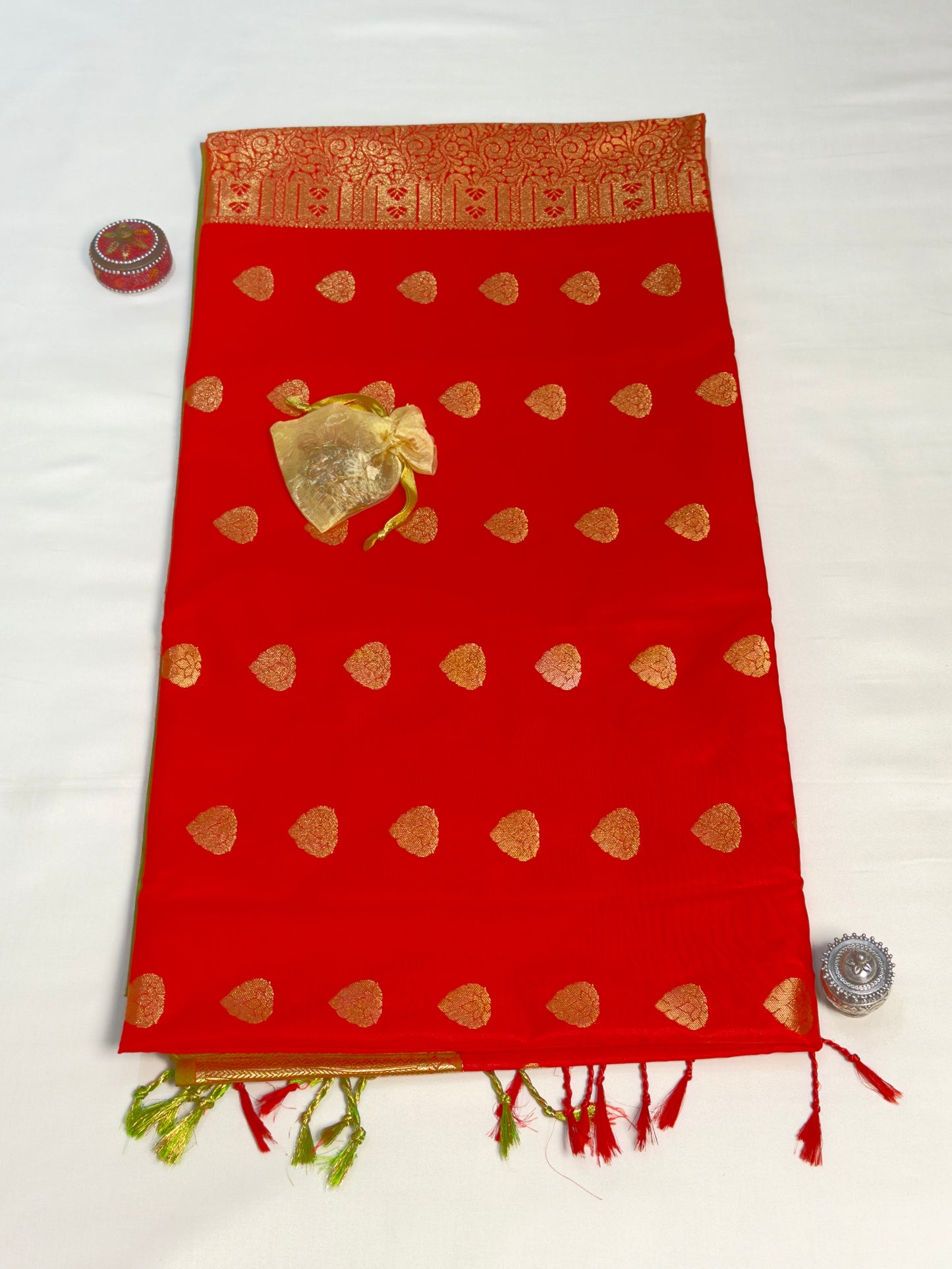 Pure soft silk red saree