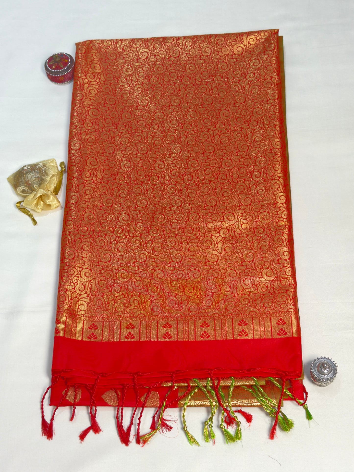 Pure soft silk red saree