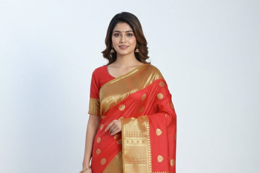 Pure soft silk red saree